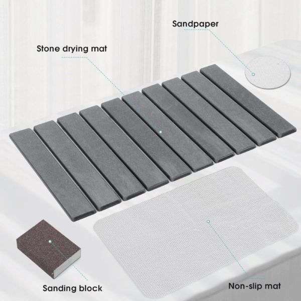 Diakitch Stone Dish Drying mat – Fast Water-Absorbing, Environmentally Friendly Diatomite Mat-Black - Image 2