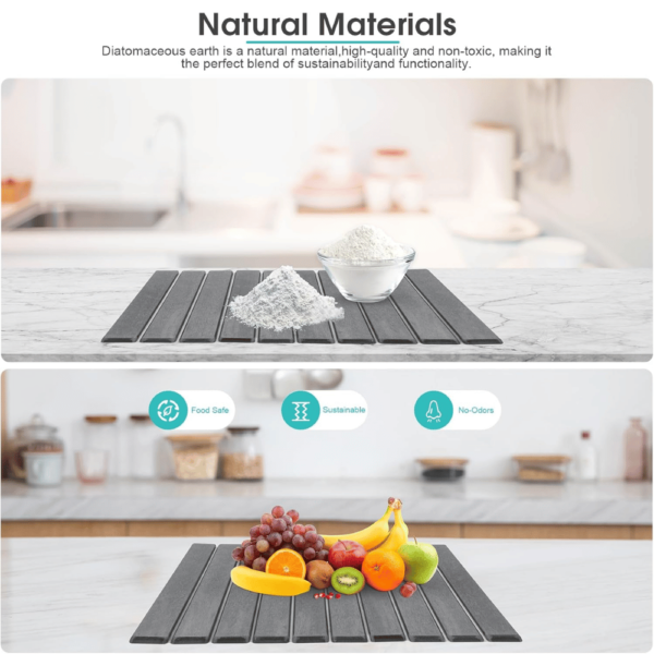 Diakitch Stone Dish Drying mat – Fast Water-Absorbing, Environmentally Friendly Diatomite Mat-Black - Image 4