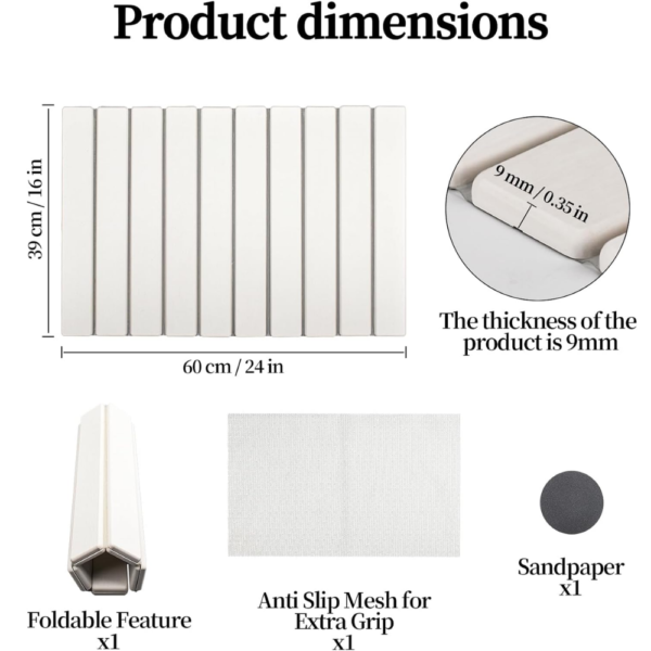 Diakitch Stone Dish Drying mat - Fast Water-Absorbing, Environmentally Friendly Diatomite Mat-White - Image 4
