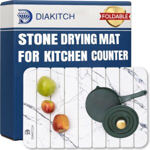 DIAKITCH Stone Dish Drying Mat, Diatomaceous Earth Mat for Dish & Bottle, Ideal for Kitchen - 23.6" x 15.4"